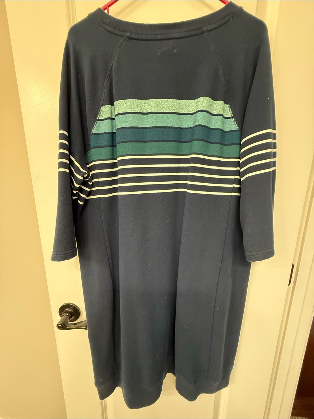 Women’s L.L. Bean Navy striped Sweatshirt dress, Size XL